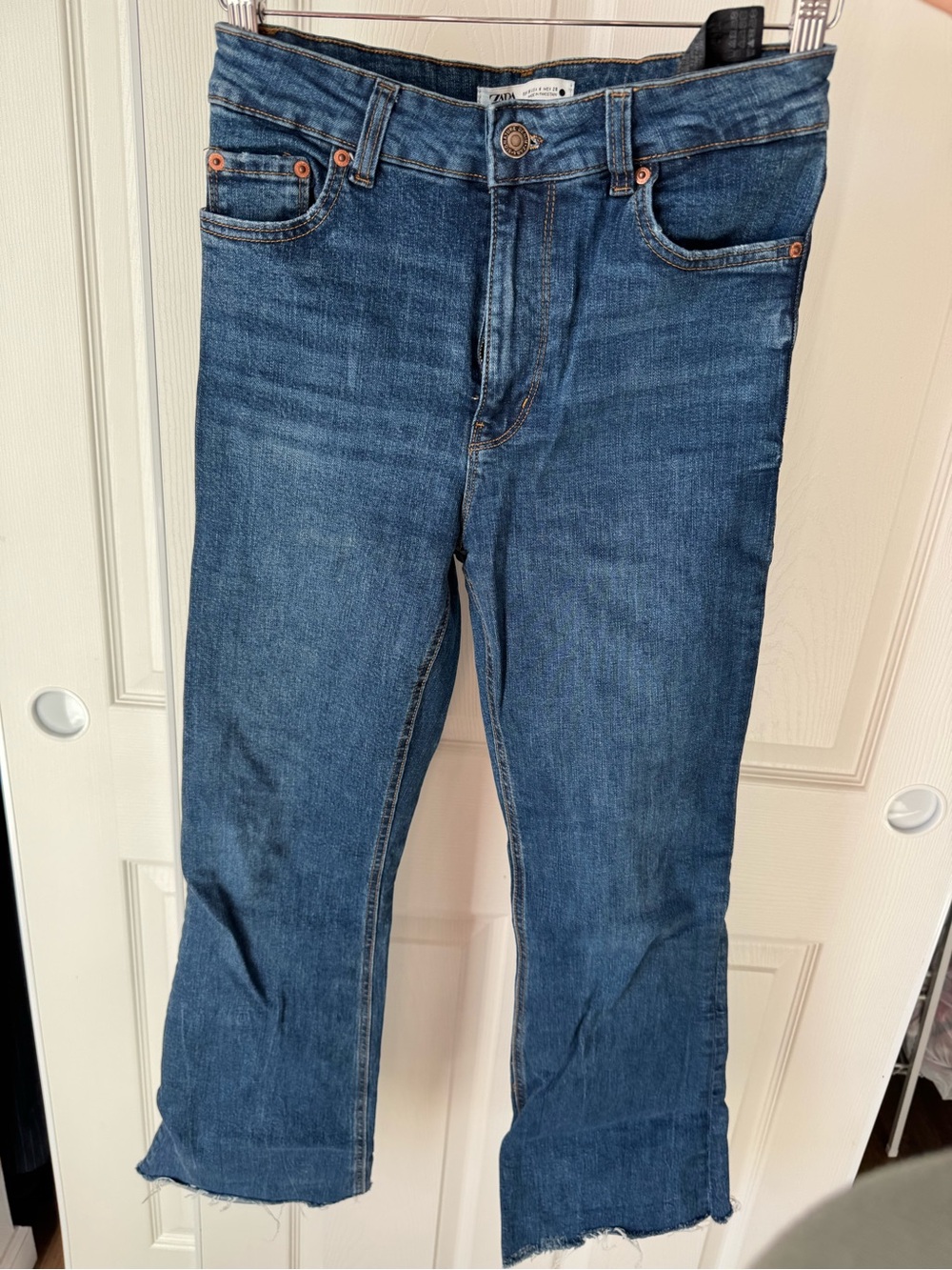 Zara Men's Dark Blue Bootcut Jeans